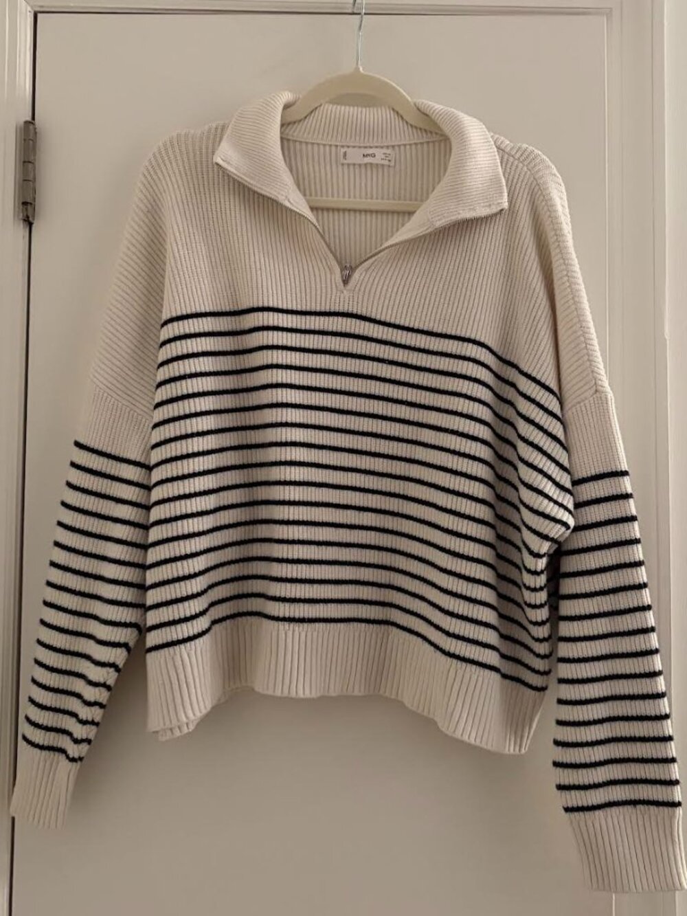 Like New-Mango Women's Nautical Striped Zipper Sweater- Size Large - Picture 3 of 4